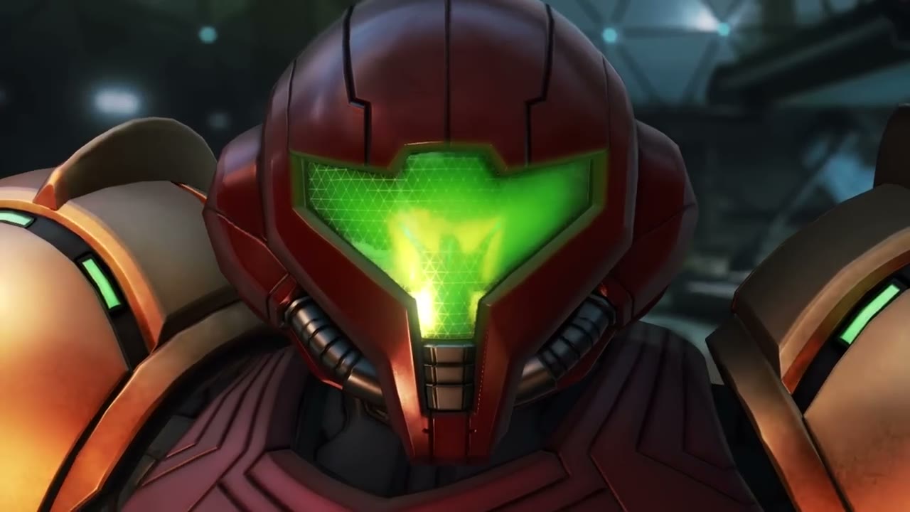 A close-up of Samus Aran in official Metroid Prime 4: Beyond footage