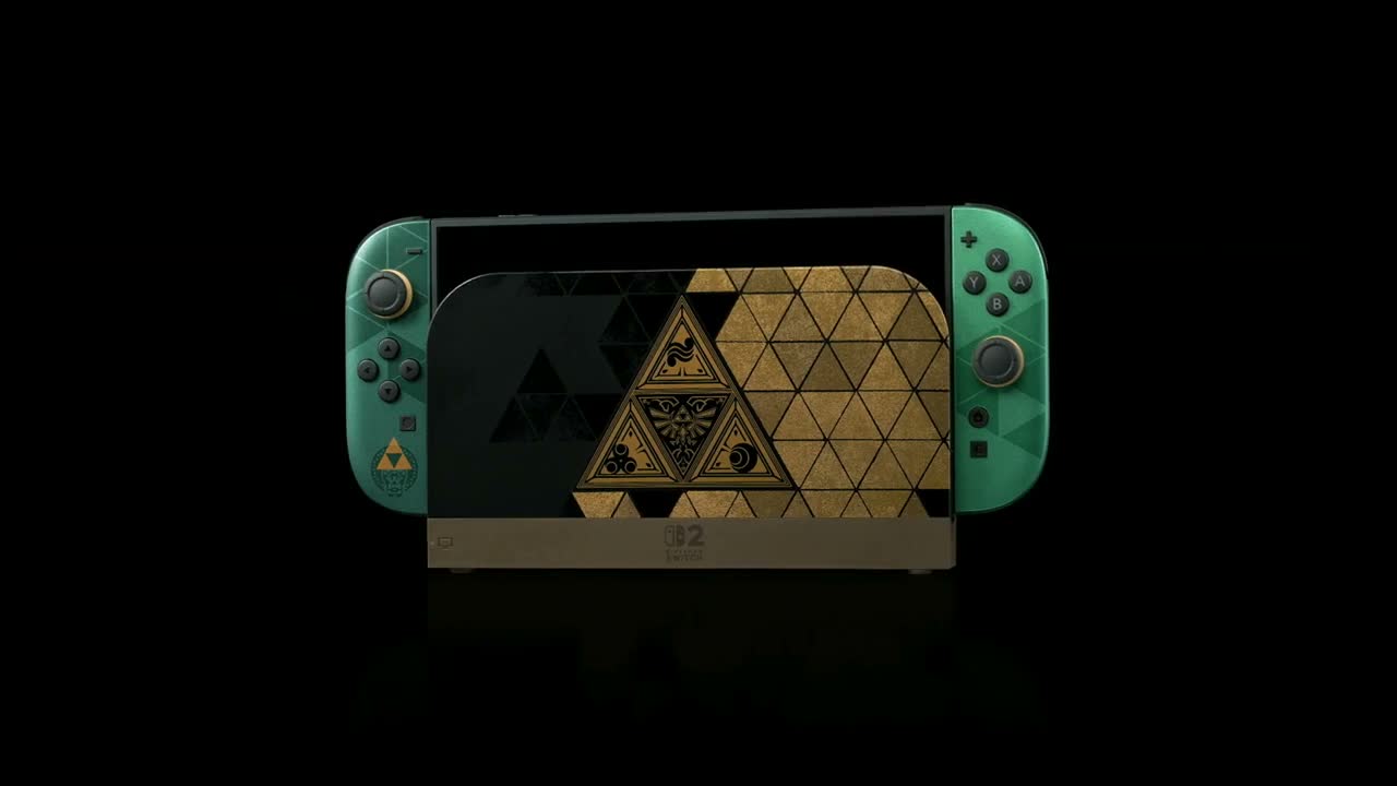 Nintendo’s specially designed Zelda 40th-anniversary Nintendo Switch 2 shown during the official Direct